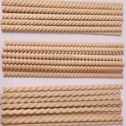 12pcs Natural Wood Beaded Molding Sticks - Half Round Bobbin Trim For DIY Home Decor, Cabinets, Furniture & Paneling Projects, Unfinished Wood Craft Supplies, Wood Molding For Cabinets, Cabinet Embellishments, Rustic Charm, Smooth Texture, Wood Trim, Craft Enthusiasts, Cabinet Embellishments, Rustic Decor, Handcrafted Look, Wood Trim, Craft Enthusiasts