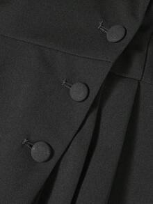 Modelyn Plus Size Women's Solid Color Notched Collar Long Sleeve Jacket And Skirt Casual Commuter Suit Set - Black - View 3