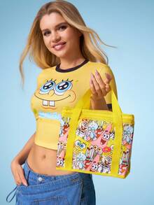 SpongeBob SquarePants | SHEIN 1个卡通人物印花保温午餐包，可保温或保冷，野餐包，大容量，可装午餐盒和饮料，适合野餐、露营、旅行、居家使用，适合家庭、学生、朋友聚会。 - 混色 - 查看 2