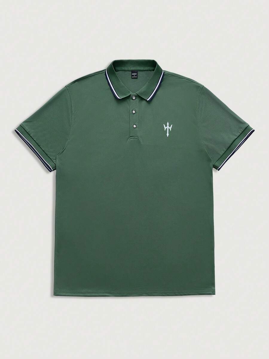 Courvante 休闲商务男士短袖 Polo 衫 - 綠色 - 查看 1