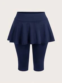 SHEIN EZwear Leggings Plus Size Azul Marinho para Mulheres - Azul Marinho - Visão 5
