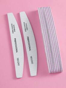 5 chiếc dũa móng tay hình lưỡi liềm chuyên nghiệp, độ nhám 180 và 240, dùng cho tiệm nail, làm móng nghệ thuật, nối móng, dụng cụ làm móng. - Màu Xám nhạt - Xem 8