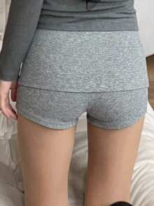 DAZY 女士高腰弹力修身灰色夏季短裤 - 灰色 - 查看 6