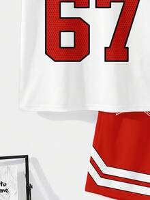 Bộ đồ thể thao tối giản phong cách Y2K dành cho bé trai tuổi teen, kiểu dáng cổ điển, chất liệu jersey thể thao, họa tiết số 23, phong cách retro Mỹ, gồm áo thun cổ tròn tay ngắn và quần short rộng rãi, thoải mái. - Nhiều màu - Xem 6