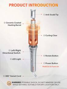 SHEGLAM HAIR It-Curl 一鍵式即時捲髮器自動捲髮器，自動捲髮器，32 毫米自動捲髮器，3 種溫度，快速加熱和 2 向旋轉，自動關閉，防燙防纏結旋轉捲髮棒，觸摸即時捲髮器，用於髮型設計 生日 禮物 粉紅色的 氛圍 化妝品 派對 海灘 旅行 露營 學校 校園 節慶 玫瑰 展示 女孩 魅力 最好的 婦女節 愛自己 春天 護髮 - 美規A型插(110-127V) - 查看 12