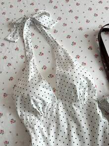 Glimmora Vestido sexy de mujer con cuello en pico y estampado de lunares - Blanco - Ver 6