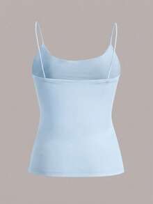Comfortcana 4pcs/Set Casual Solid Color Versatile Haze Blue, Sky Blue, Pink, White All-Match Camisole Suitable For Beach, Party, Vacation, Spring/Summer - Multicolor - View 11