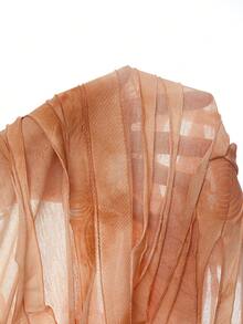 Mistrie Strapless Fitted Colorblock Asymmetrical Design Summer Fashion Dress - Coffee Brown - View 7