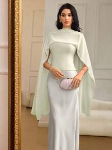 Modelyn Áo hai dây lửng bằng vải chiffon dành cho nữ, ôm eo, gợi cảm và thanh lịch. - màu xanh lá - Xem 3