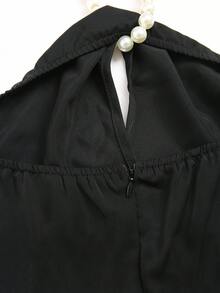 Trelyra Elegantes Damen-Kleid mit Halskrause und Tortendekor - Schwarz - Übersicht 8