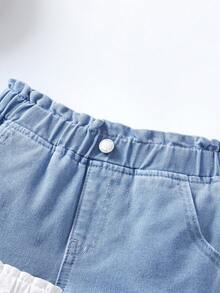 SHEIN 2pcs/Set Celana Pendek Denim Kasual Dua Warna untuk Anak Perempuan - MultiWarna - View 7