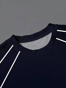 Manfinity Joysei Men's Casual Colorblock Short Sleeve T-Shirt, Summer - Multicolor - View 3