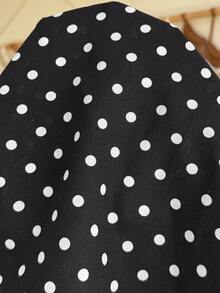 SHEIN Maternity Polka Dot Print Camisole And Adjustable Waist Shorts Casual 2 Pieces Set - Black - View 7