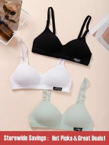 女大童3入組字母補丁細節條紋針織內衣 - 彩色 - 查看 1