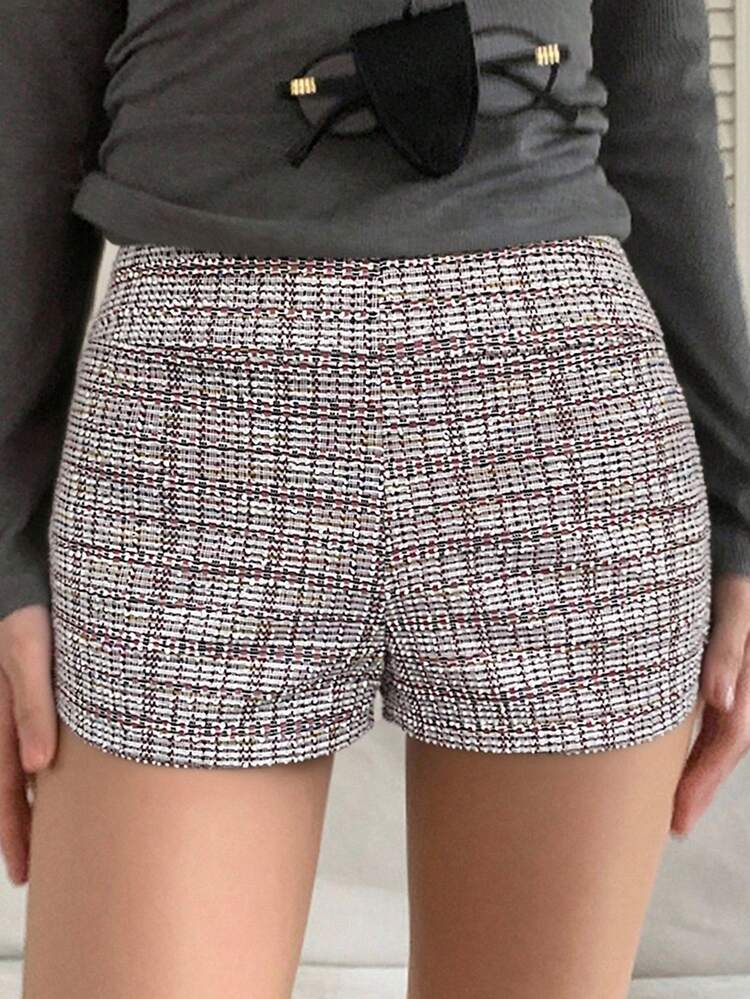 DAZY 女士高腰弹力修身灰色夏季短裤 - 粉色 - 查看 5