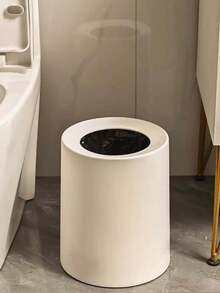 Coș de gunoi circular cu două straturi, design minimalist nordic, potrivit pentru camere de zi, dormitoare, bucătării, băi, birouri, coș de șervețele de mare capacitate, de înaltă calitate - alb - Vizualizare 4