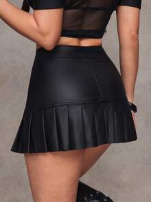 Jeanoix Y2K Fashion Casual Versatile Mini Pleated Skirt - Black - View 2