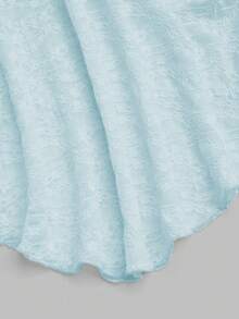 Sweetra Camiseta de tirantes elegante de unicolor con lazo y encaje para tallas grandes en verano - Azul - Ver 3