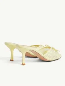 CUCCOO CHICEST 女士蝴蝶结装饰时尚高跟凉鞋 - 黃色 - 查看 4