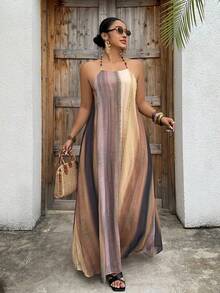 Livesso Beaded Tie Dye Dress, Vacation Style, Plus Size, Spring/Summer Sundress Boho - Multicolor - View 3