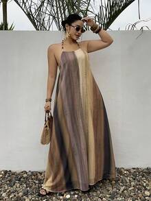 Livesso Beaded Tie Dye Dress, Vacation Style, Plus Size, Spring/Summer Sundress Boho - Multicolor - View 4