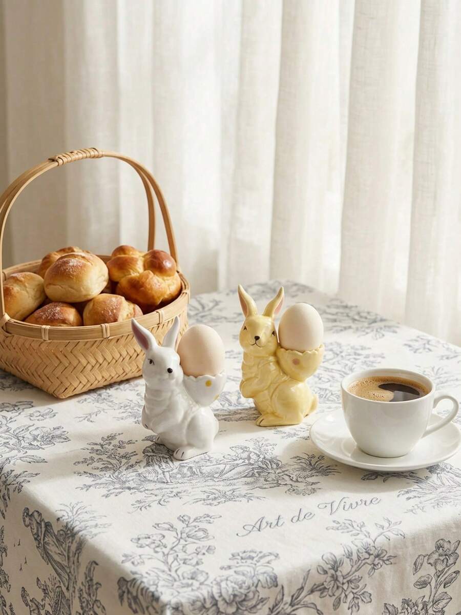 Cirelle 1 pieza Soporte para huevo de conejo de Pascua - Lindo taza de cerámica para huevos para el desayuno, decoración de mesa festiva y adorno de cocina festivo - Multicolor - Ver 1