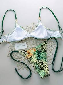 Swim Vcay Dambaddräktsset i två delar, sexig och elegant halterneckbikini, sommarstrandkläder - Multifärgad - Visa 2