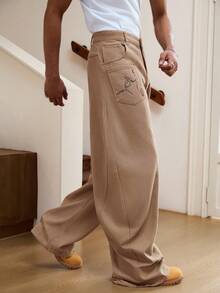 GALLERY FADE Men's Casual Jeans With Pockets, Curved Leg Design - Brown - View 4