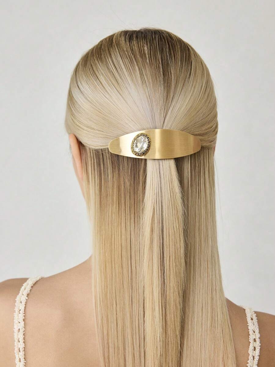 MOTF PREMIUM POINTED GLASS OVAL WORD HAIRPIN - Gold - Pointed Ellipse - View 2