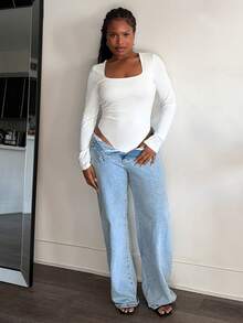 Tyla Gomez 女式方領長袖連身衣 - 白色 - 查看 5