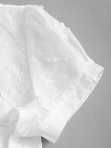 Sweetra Áo sơ mi nữ kiểu Pháp thanh lịch, thiết kế 2 trong 1, cổ tàu, chất liệu satin, dáng ôm vừa vặn, thoải mái, thích hợp cho mùa hè và các dịp lễ hội. - trắng - Xem 5