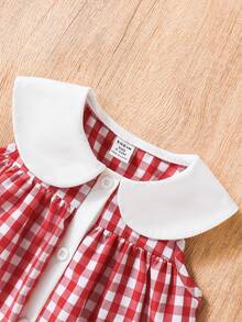 SHEIN Playful Pals Áo khoác cardigan mùa hè mới cho bé gái, cổ Peter Pan kẻ caro, đính họa tiết dâu tây 3D, kiểu dáng công chúa ngọt ngào, dễ thương, phù hợp cho cả đi làm và sinh hoạt hàng ngày. - Đỏ - Xem 6