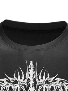 Manfinity Sport Corelite 男士极简印花短袖运动T恤 - 黑色 - 查看 6