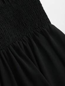 Sweetra Women's Square Neck Cinched Waist Short Dress - Black - View 4