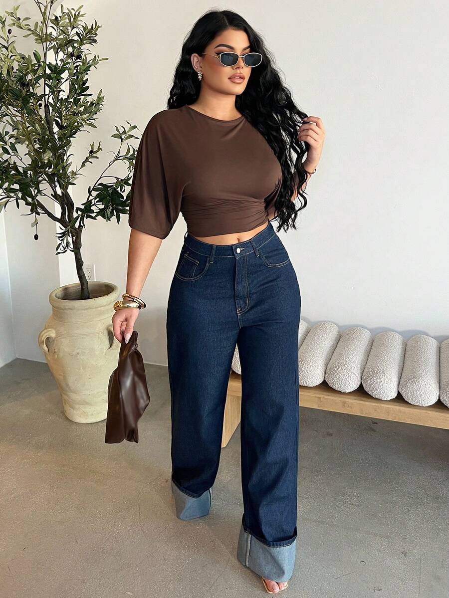 Dayanna Comas 女士经典蓝色直筒裤，秋冬约会时尚之选 - 寶藍色 - 查看 1