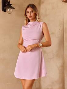 Enchnt 夏季无袖高端修身露背系带A字连衣裙 - 淺粉色 - 查看 7