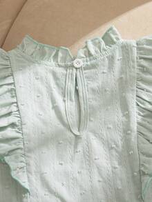 Elladie kids 2件套女童夏季新款碎花领喇叭袖露背瀑布式上衣搭配荷叶边半裙白色套装，简约优雅可爱甜美，适合休闲、派对、居家穿着。 - 綠色 - 查看 7