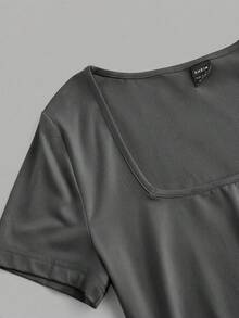 SHEIN EZwear 3件套多色方领T恤式连体衣，黑/白/灰 - 彩色 - 查看 8