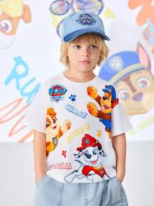 SHEIN | PAW Patrol 男童休闲卡通印花短袖T恤，夏季 - 白色 - 查看 5
