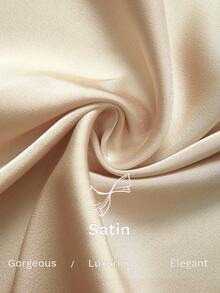 Siren Gaze Bộ 2 món gồm áo và quần satin thanh lịch, được trang trí bằng viền ren, trang phục thường ngày duyên dáng cho mùa hè của quý cô. - Màu be - Xem 8