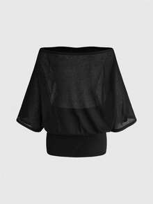 ROMWE Sexy Asymmetrical Shoulder Knit Mini Dress - Multicolor - View 2