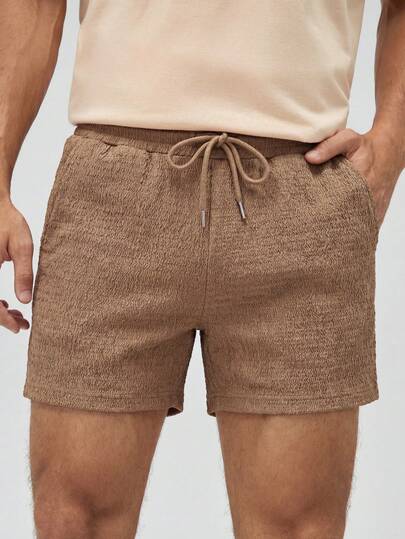 HIMLAND Men's Casual Solid Color Knit Shorts, Summer