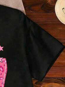 灵感源自韩国少女偶像团体的黑色圆领短袖T恤，休闲舒适百搭，适合春、夏、秋、冬四季穿着。 - 彩色 - 查看 4