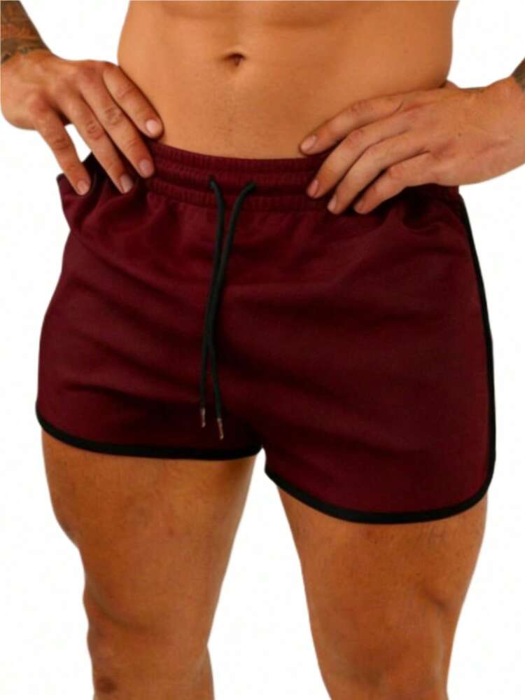 GymBeat Quần short thể thao nam dáng rộng, có dây rút ở eo, thích hợp cho tập luyện hoặc tập gym. - Màu Đỏ Sâu - Xem 3