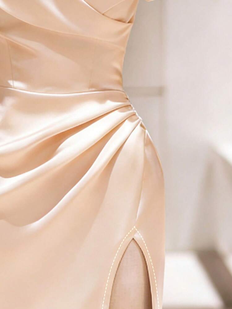 karen millen champagne satin dress Champagne Oasis Satin Open Back Detail Maxi Bridesmaid Dress