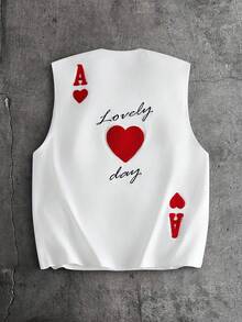 AXEPEAK Men's Heart Graphic Design Casual Crew Neck Tank Top - White - View 3