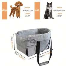 Pet Car Carrier, Cat Dog Bed For Car, Central Console Pet Bag, Car Seat Cushion, Portable Pet Carrier Dog Car Seat Car Seat Covers Dog Car Seat Cover Pet Car Seat - Grey - View 6