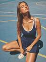 Aralina Leisurewear Active Women's Contrast Colour Bind V Neck Gym Workout Dress With Short