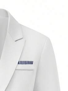 Manfinity Mode Men's Single-Breasted Notched Collar Long Sleeve Jacket And Pants Casual Commuter Suit Set - White - View 5