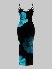 Slaydiva Đầm dài hai dây thanh lịch in hoa dành cho nữ, thích hợp dự tiệc. - Nhiều màu - Xem 3